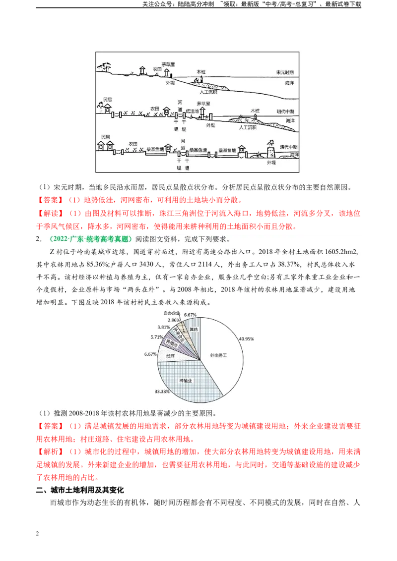 《专题22城乡土地利用及其演变的题型分析（解析版）_07-地理-高考总复习_二轮复习_2024年_2024高考地理二轮复习热点题型归纳与变式演练解题电子版_资料》第2页预览