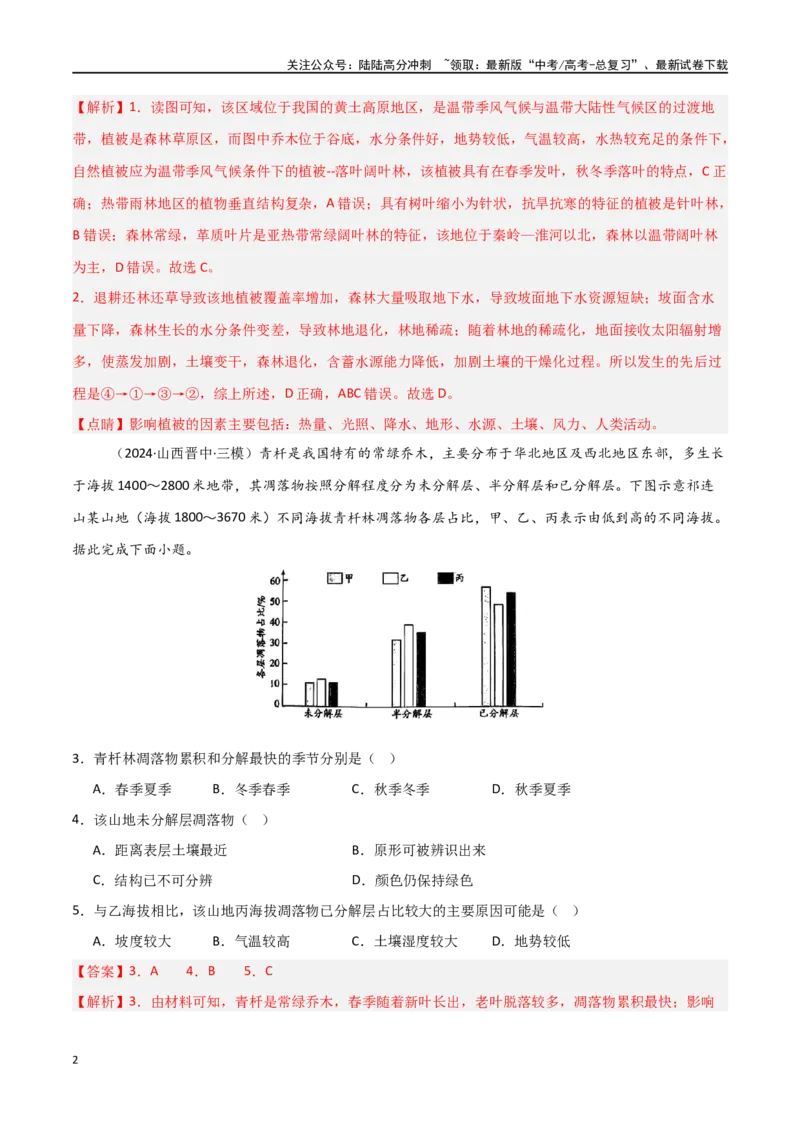 《单元突破卷08植被与土壤-（新高考通用）（教师版）_07-地理-高考总复习_一轮复习_2025年_2025年高考地理一轮复习考点复习卷（新高考通用）》第2页预览
