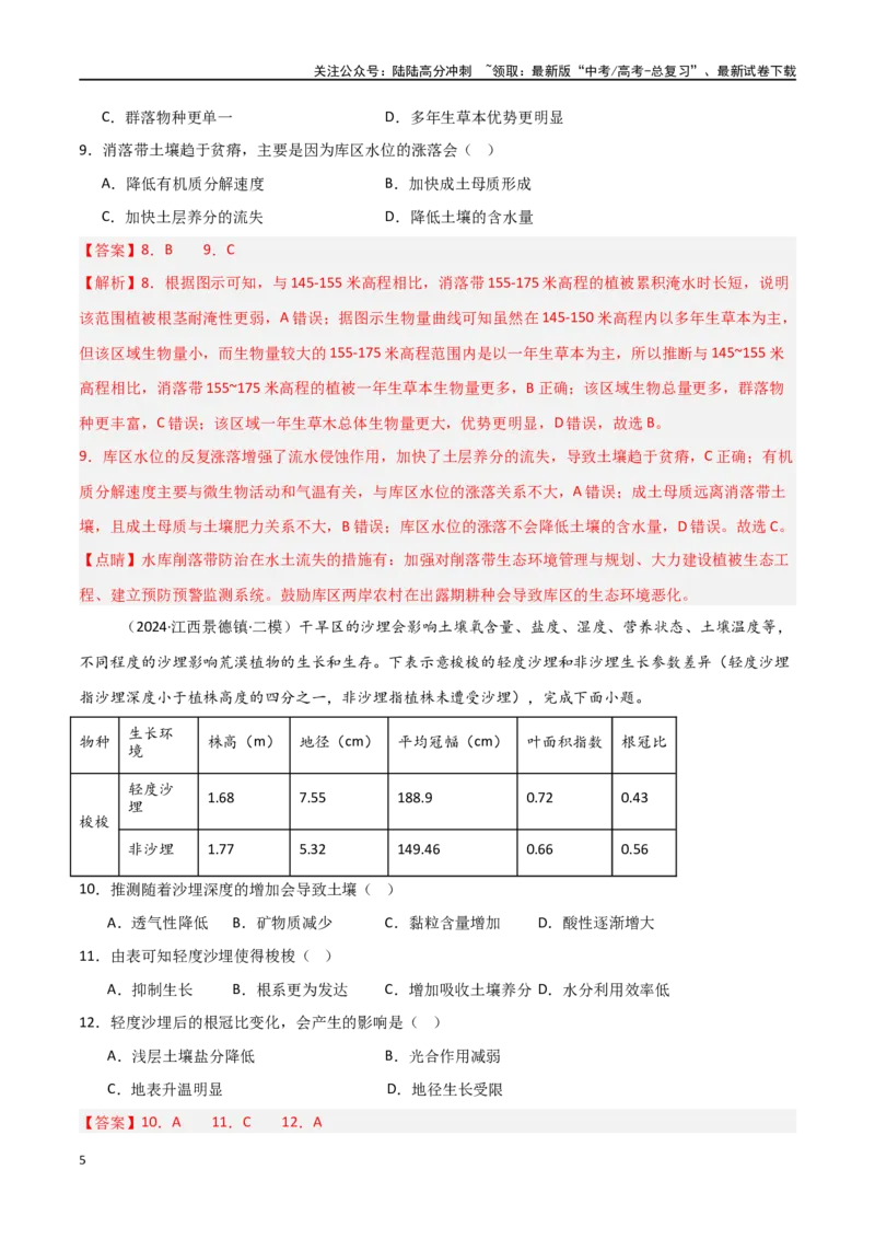 《单元突破卷08植被与土壤-（新高考通用）（教师版）_07-地理-高考总复习_一轮复习_2025年_2025年高考地理一轮复习考点复习卷（新高考通用）》第5页预览