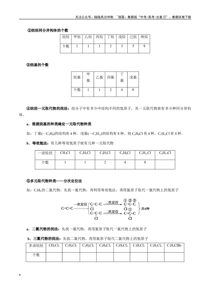 《考点62同分异构体的书写、同系物（学生版）（新教材新高考）_05-化学-高考总复习_一轮复习_2025年_2025年高考化学一轮·考点讲义练习复习讲义（新教材新高考）_资料》第4页预览