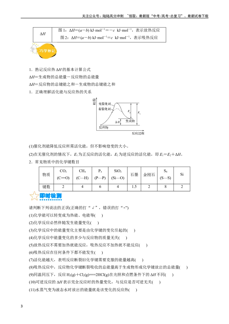 《考点17化学反应的热效应(核心考点精讲)_05-化学-高考总复习_一轮复习_2024年_2024年高考化学一轮复习考点帮（全国通用）_考点17化学反应的热效应（核心考点精讲精练）（全国通用）》第3页预览