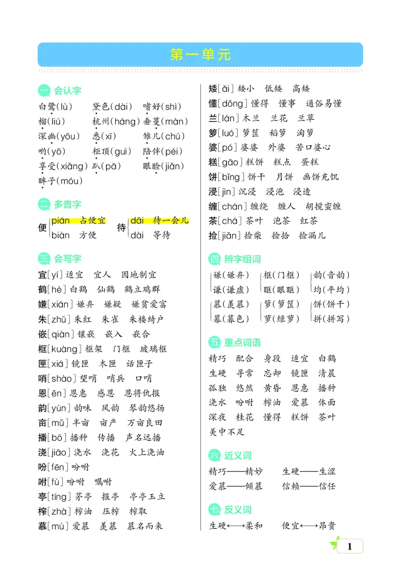 《五（上）语文（核心考点梳理）_小学1-6年级全科全套_1-6年级全科上册_五年级_五年级上语文_语文五上单元考点归纳》第1页预览