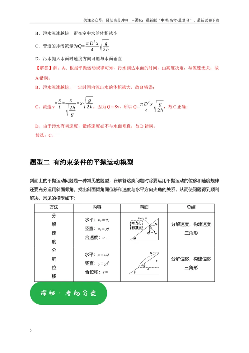 《专题06抛体运动（解析版）_04-物理-高考总复习_专项复习_2025年_2025新版高考物理复习知识点梳理加题型归纳原卷加解析_资料》第5页预览