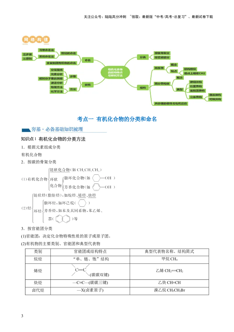 《第36讲有机化合物的结构特点与研究方法（讲义）（原卷版）_05-化学-高考总复习_一轮复习_2024年_2024年高考化学一轮复习讲练测(课件+讲义+练习)（新高考）_讲义+练习》第3页预览