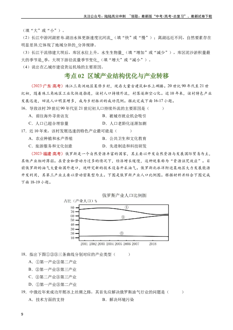 《专题17区域联系与区域协调发展-五年（2019-2023）高考地理真题分项汇编（学生版）_07-地理-高考总复习_专项复习_2024年_2024年高考地理五年真题分项汇编（全国通用）》第9页预览