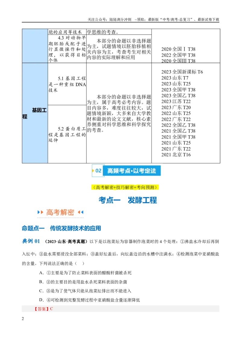 《专题10生物技术与工程（讲义）（解析版）_06-生物-高考总复习_二轮复习_2024年_2024年高考生物二轮复习高频考点追踪与预测（新高考专用）_讲义_教师版（含答案解析）》第2页预览
