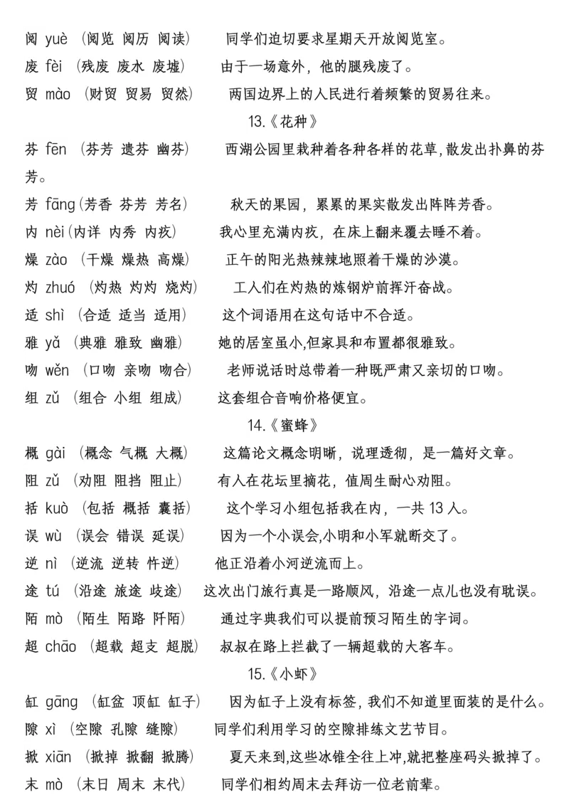 《②三年级语文下册：每课生字组词+造句汇总_小学1-6年级全科全套_1-6年级全科下册_三年级_其他补充资料_热门资料_语文》第6页预览