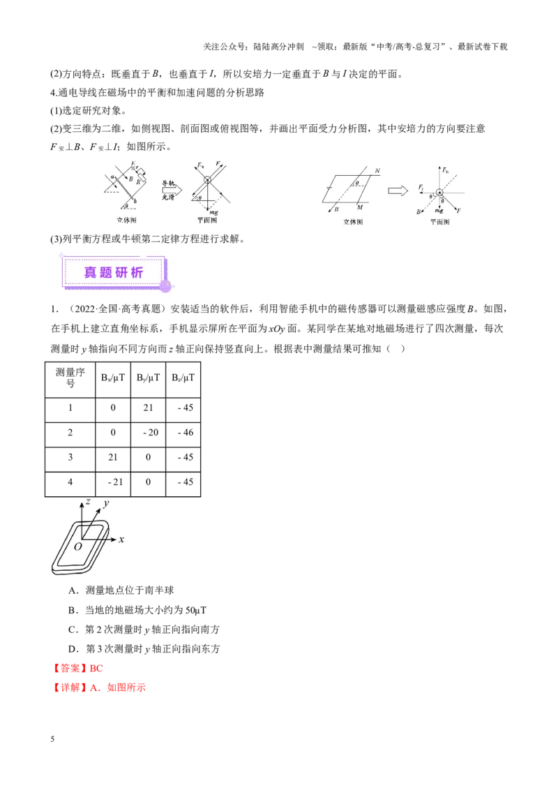 《专题10磁场带电粒子在磁场中的运动（讲义）（教师版）_04-物理-高考总复习_二轮复习_2025年_2025年高考物理二轮复习课件+讲义+练习（新高考通用）》第5页预览