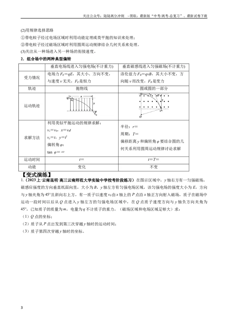 《专题13带电粒子在组（复）合场中的运动（原卷版）_04-物理-高考总复习_二轮复习_2024年_2024高考物理二轮复习热点题型归纳与变式演练解题_资料》第3页预览
