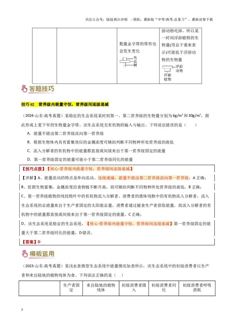 《专题09生物和环境（教师版）_06-生物-高考总复习_专项复习_2025年_2025年高考生物答题技巧与答题模板（全国通用）》第7页预览