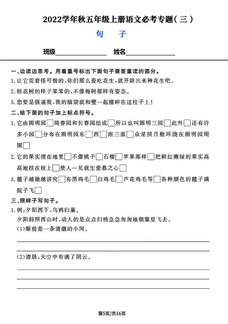 《五（上）语文8大类经典专题，新版必考典型例题，_小学1-6年级全科全套_1-6年级全科上册_五年级_五年级上语文_语文五上期末专项复习》第5页预览