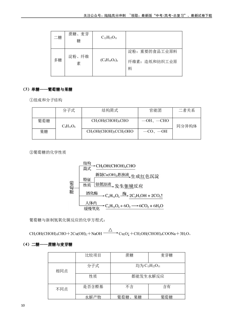 《第53讲乙醇和乙酸、基本营养物质、高分子（原卷版）_05-化学-高考总复习_一轮复习_2024年_2024年高考化学一轮·夯基提能复习精讲精练_资料》第10页预览