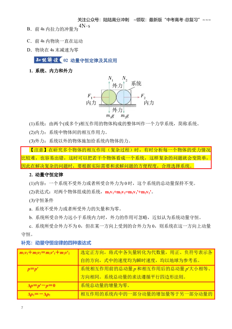 《专题08动量（知识清单）（全国通用）（学生版）_04-物理-高考总复习_一轮复习_2026年-物理高考一轮复习_2026年高考物理一轮复习讲义+练习+课件（新教材新高考）-G55_2026版》第7页预览