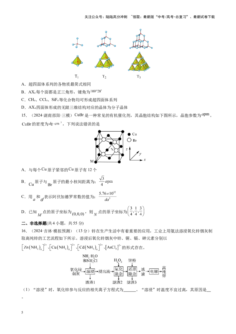 《第五章物质结构与性质元素周期律（测试）（学生版）_05-化学-高考总复习_一轮复习_2025年_2025年高考化学一轮复习讲义+练习+课件（新教材新高考）_第五章物质结构与性质元素周期律》第5页预览