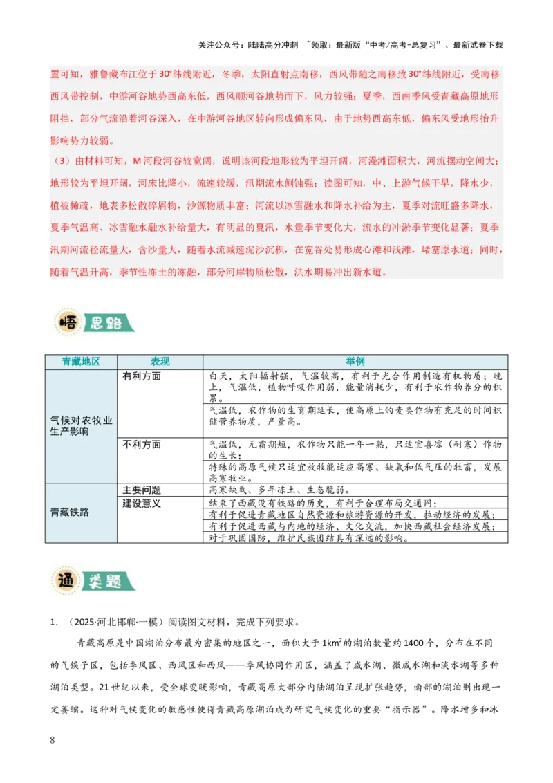 《区域突破中国地理（7大热点角度）（解析版）_07-地理-高考总复习_三轮冲刺_大题精做冲刺2025年高考地理大题突破+限时集训（新高考通用）》第8页预览