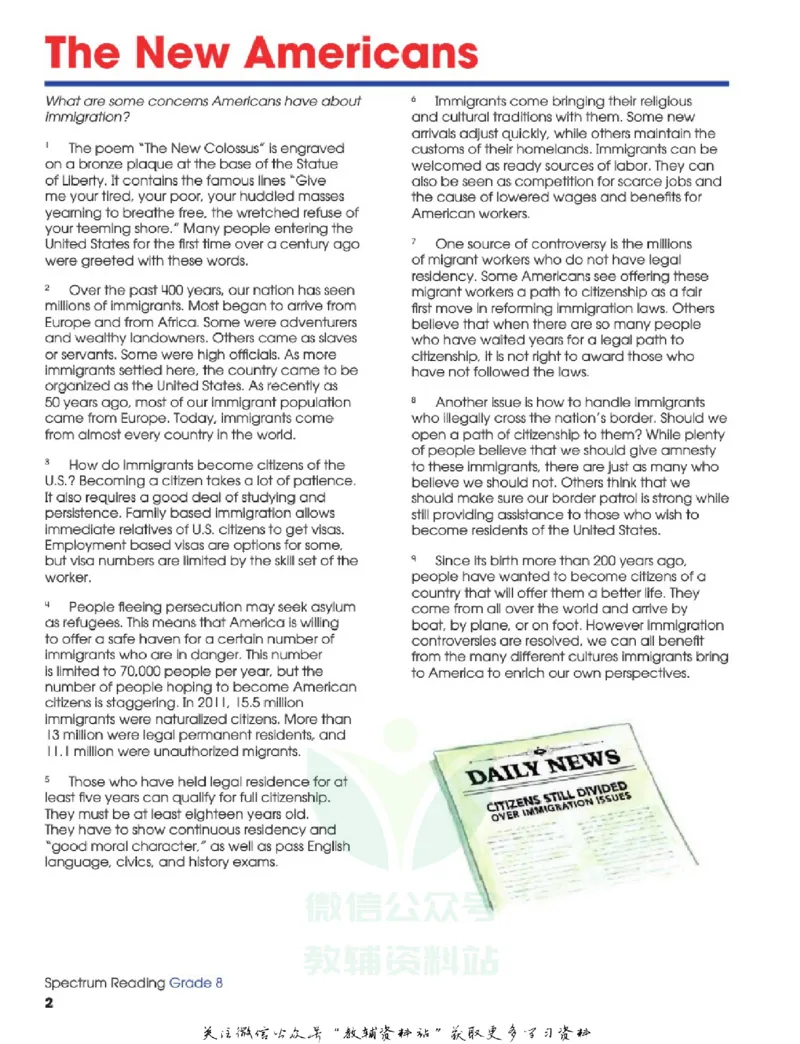 《SpectrumReadingWorkbookG8_小初高学习资料合集（每天更新）_国外原版英文教辅汇总_SpectrumReadingWorkbook》第6页预览