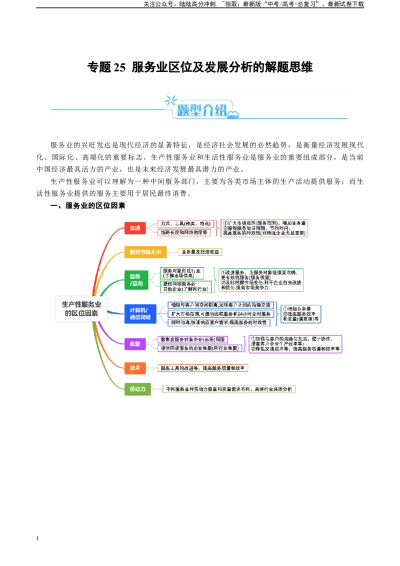 《专题25服务业区位及发展分析的解题思维（解析版）_07-地理-高考总复习_二轮复习_2024年_2024高考地理二轮复习热点题型归纳与变式演练解题电子版_资料》第1页预览