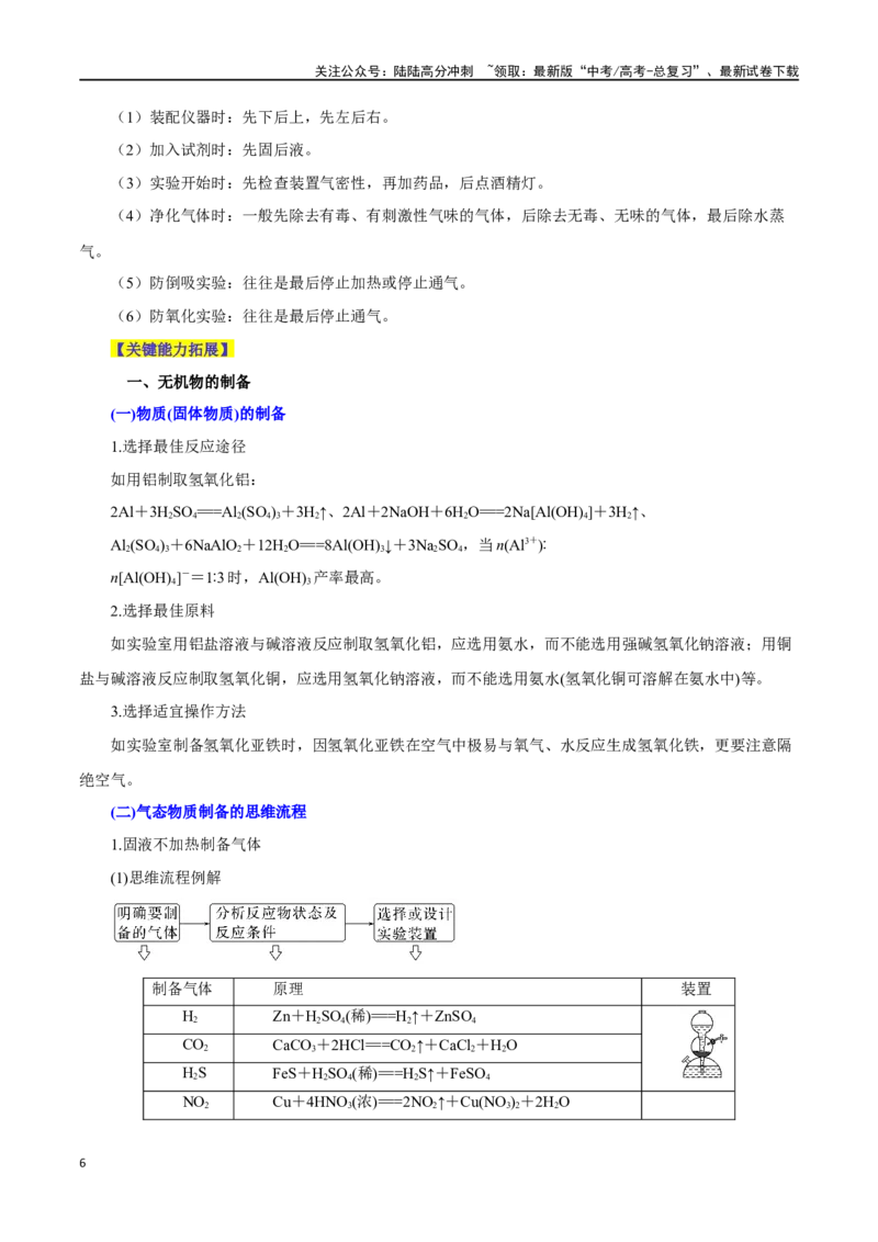 《第27讲物质的制备与性质实验（讲）-（原卷版）_05-化学-高考总复习_一轮复习_2024年_2024年高考化学大一轮复习精讲精练+专题讲座_资料》第6页预览