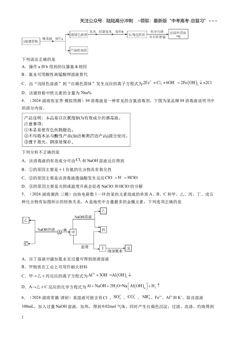 《第四章非金属及其化合物（综合训练）（湖南专用）（学生版）_05-化学-高考总复习_一轮复习_2026年-化学高考一轮复习_2026年高考化学一轮课件+讲义+练习（湖南专用）-G331》第2页预览
