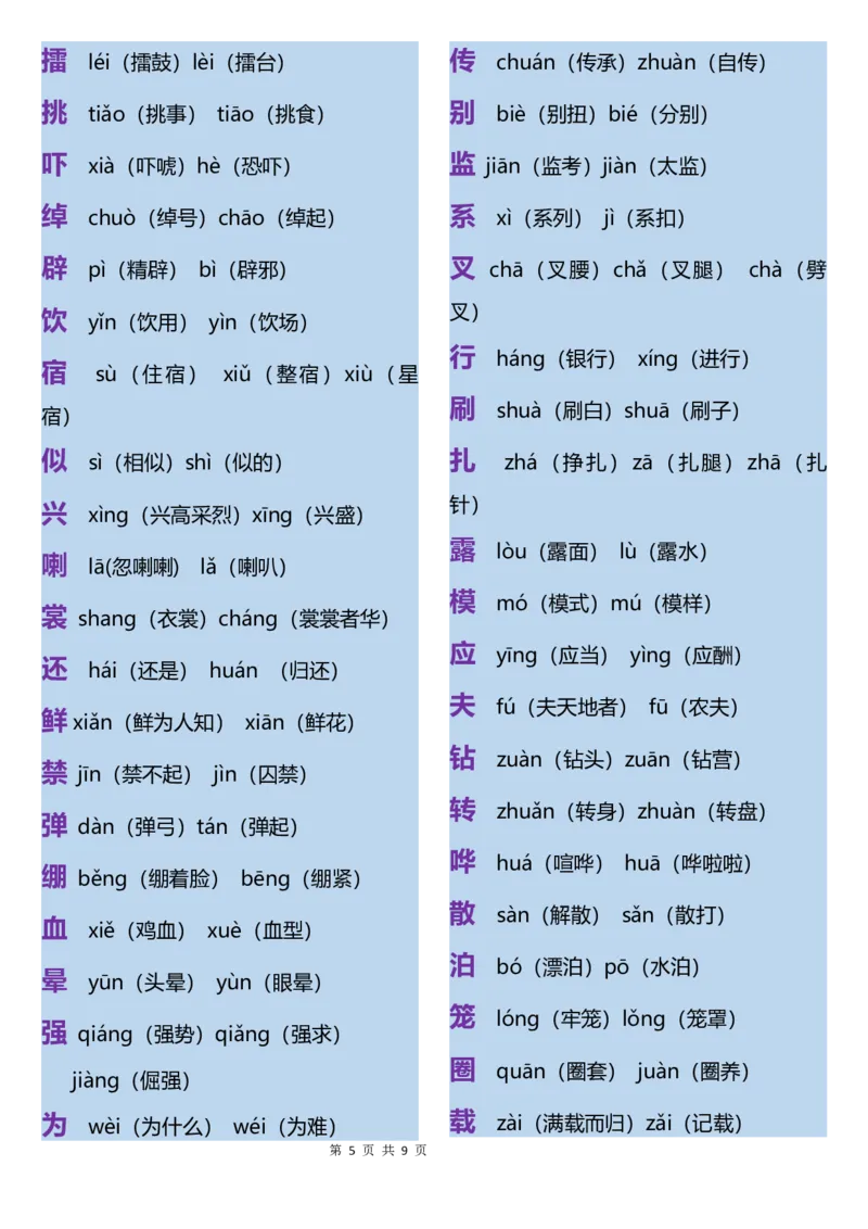 《五年级语文下册《生字注音、组词》_小学1-6年级全科全套_1-6年级全科下册_五年级_五年级下语文_语文生字+字帖_五年级下册生字+字帖》第5页预览