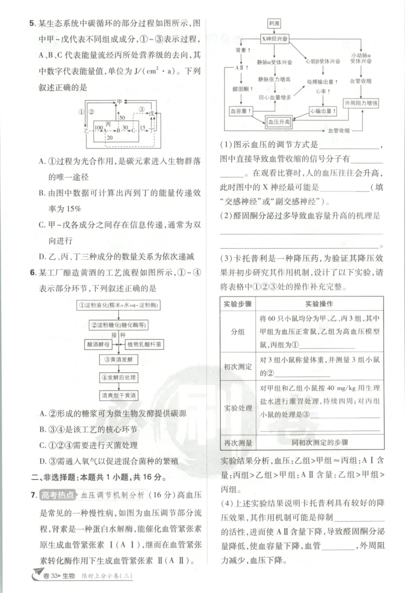 《上分小卷（答案在后面）_2027版《高考必刷卷42套》_2027版高考《必刷卷42套》高考上分模拟卷（生物）通用版》第8页预览