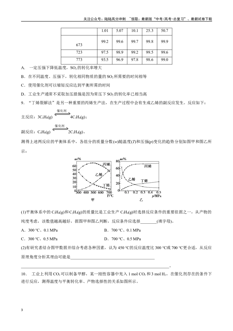 《考点巩固卷10化学反应速率与化学平衡（二）（学生版）_05-化学-高考总复习_一轮复习_2025年_2025年高考化学一轮复习考点复习卷（新高考通用）》第3页预览
