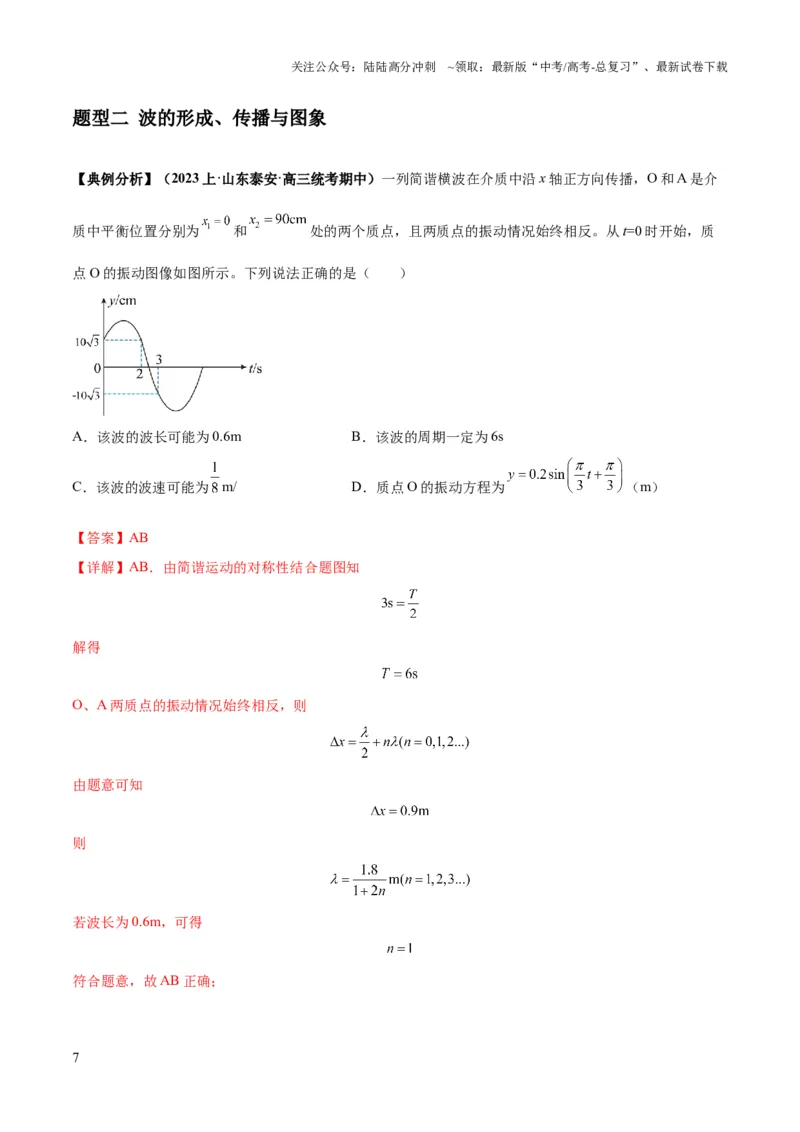 《专题09机械振动机械波（解析版）_04-物理-高考总复习_二轮复习_2024年_2024高考物理二轮复习热点题型归纳与变式演练解题_资料》第7页预览