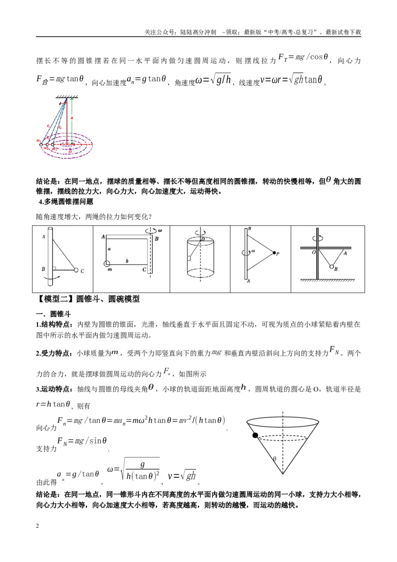 《专题08水平面内的圆周运动模型（教师版）_04-物理-高考总复习_专项复习_2025年_2025年高考物理热点模型与方法归纳》第2页预览