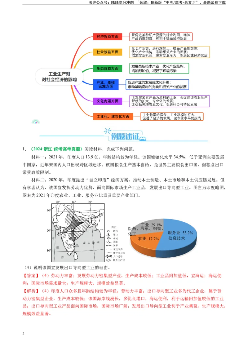 《专题24工业区位及工程建设的相关问答（解析版）_07-地理-高考总复习_二轮复习_2024年_2024高考地理二轮复习热点题型归纳与变式演练解题电子版_资料》第2页预览