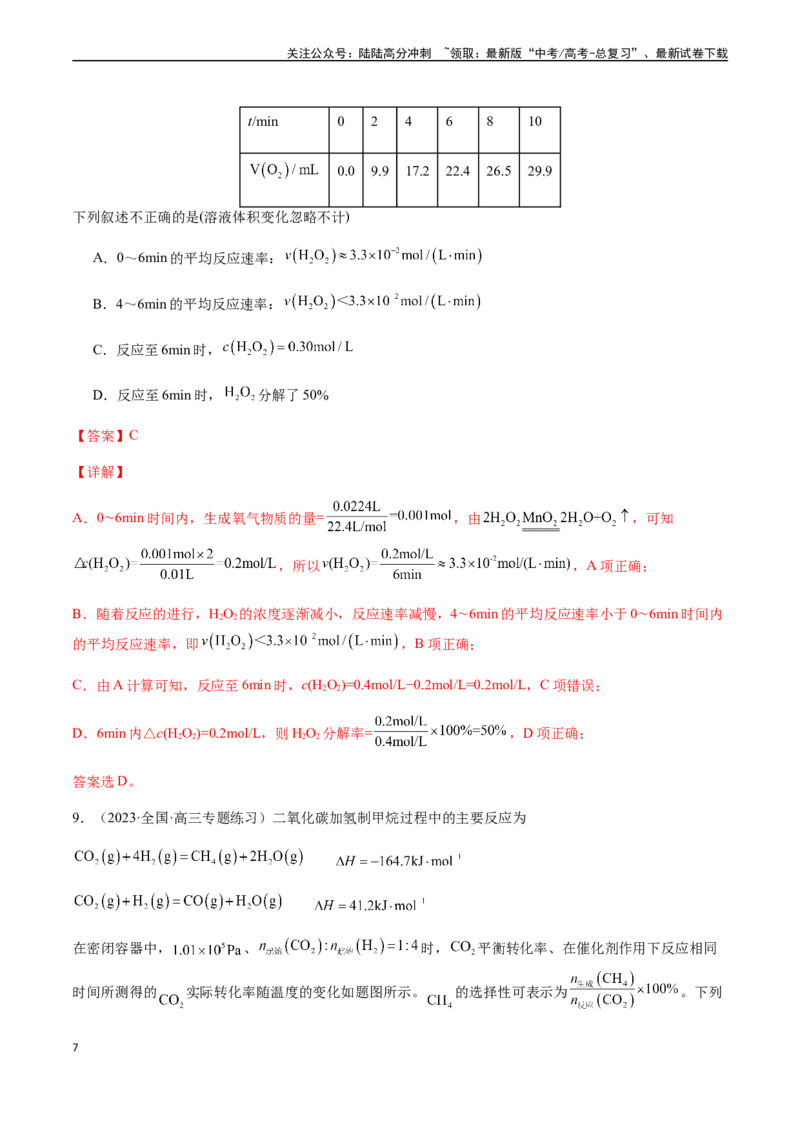 《第七章化学反应速率和化学平衡章末综合检测卷（解析版）_05-化学-高考总复习_一轮复习_2024年_2024年高考化学一轮·夯基提能复习精讲精练_资料》第7页预览