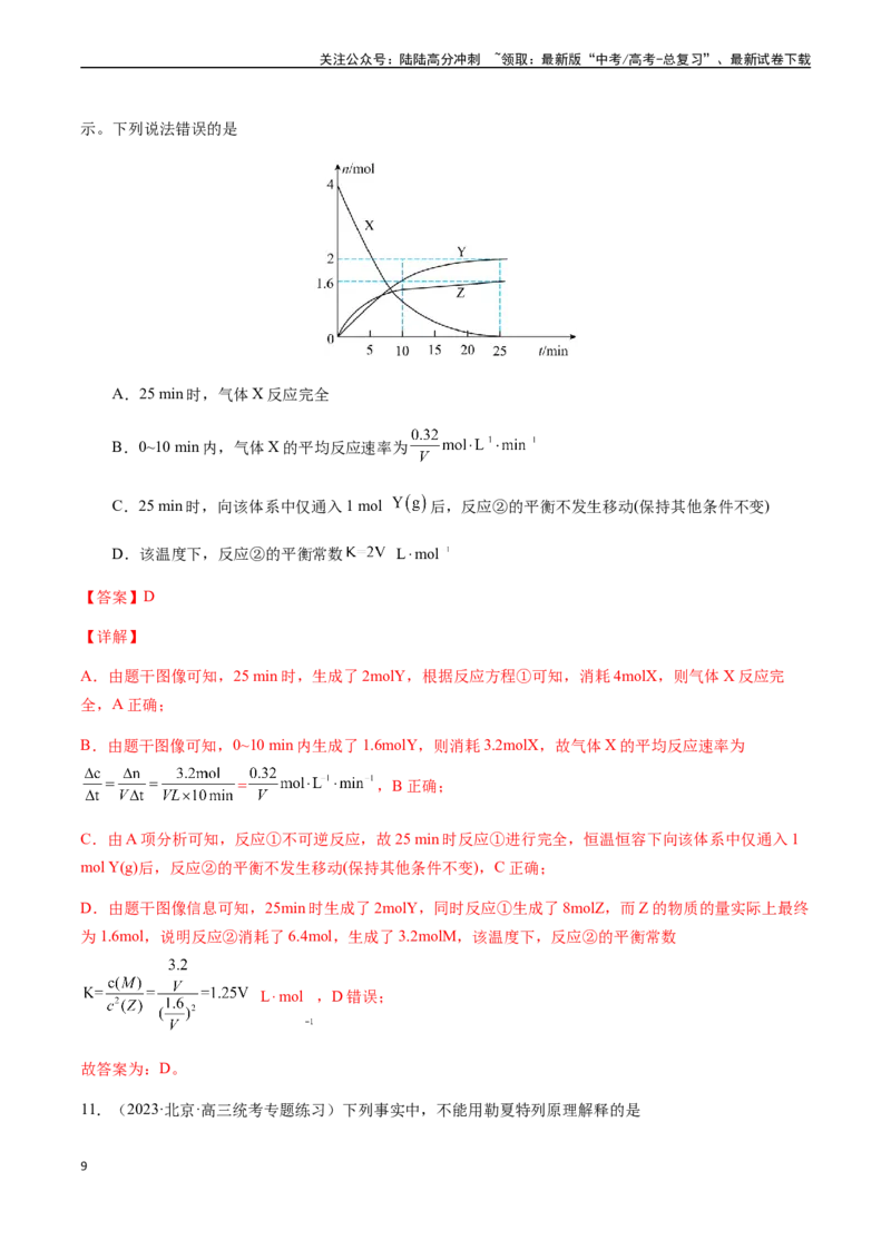 《第七章化学反应速率和化学平衡章末综合检测卷（解析版）_05-化学-高考总复习_一轮复习_2024年_2024年高考化学一轮·夯基提能复习精讲精练_资料》第9页预览