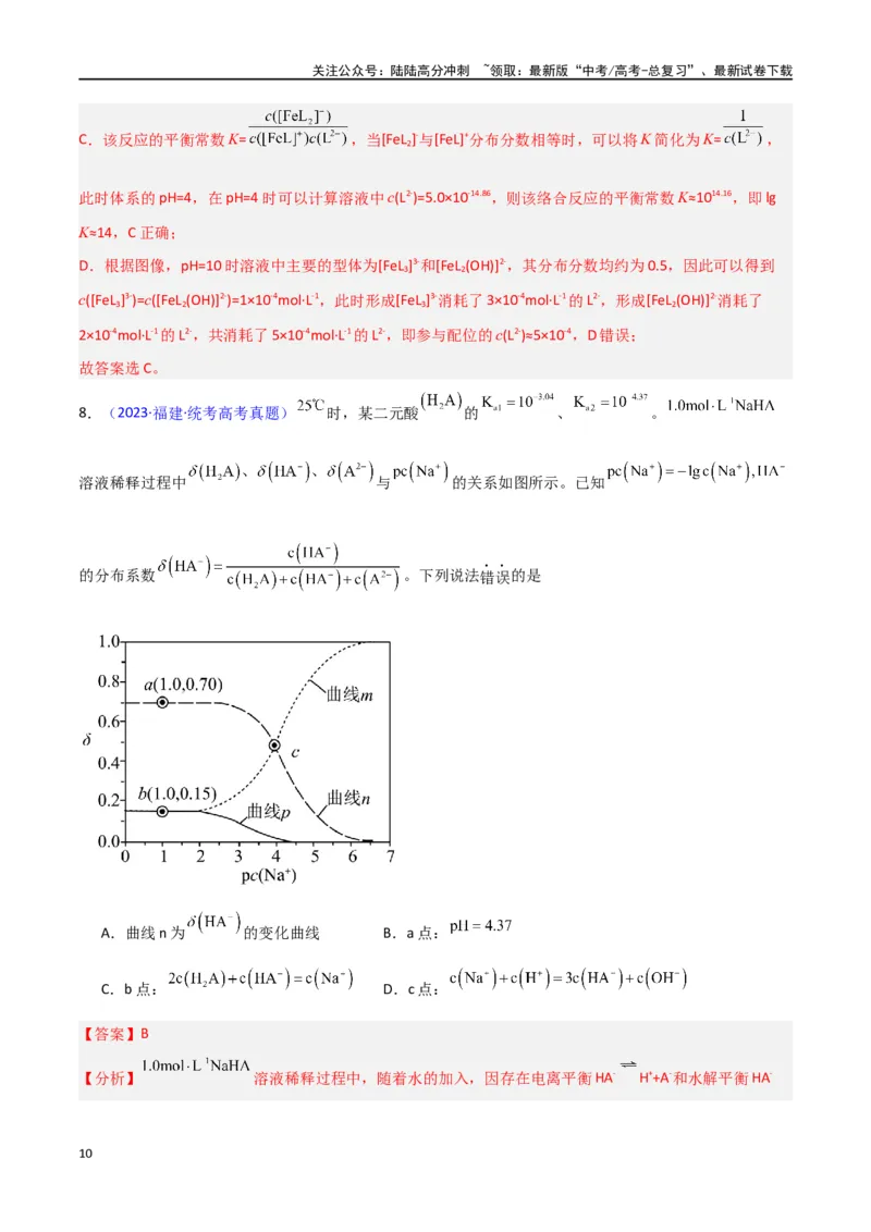 《素养卷03水溶液中的离子反应与平衡平衡图像-（新高考专用）（教师版）_05-化学-高考总复习_专项复习_2024年_2024年高考化学小题限时集训（全国通用+新九省专用）_资料》第10页预览