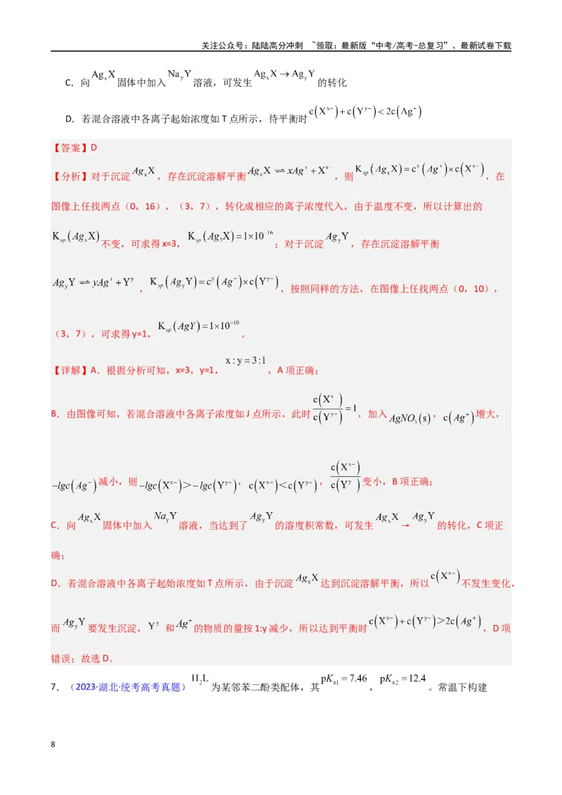 《素养卷03水溶液中的离子反应与平衡平衡图像-（新高考专用）（教师版）_05-化学-高考总复习_专项复习_2024年_2024年高考化学小题限时集训（全国通用+新九省专用）_资料》第8页预览