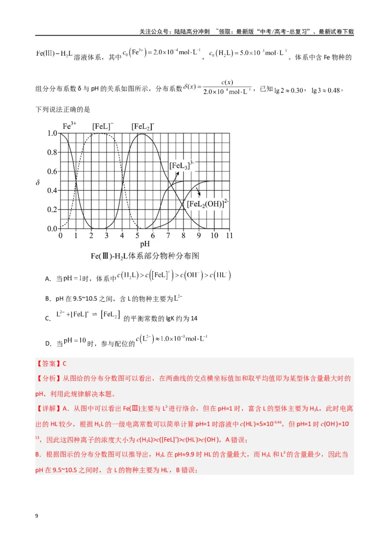 《素养卷03水溶液中的离子反应与平衡平衡图像-（新高考专用）（教师版）_05-化学-高考总复习_专项复习_2024年_2024年高考化学小题限时集训（全国通用+新九省专用）_资料》第9页预览