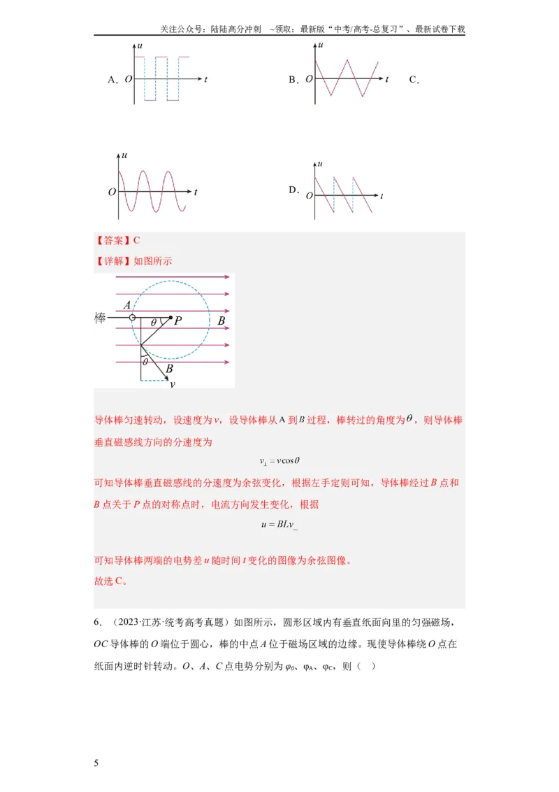 《专题10电磁感应(教师版)_04-物理-高考总复习_专项复习_2024年_2024年高考物理五年真题分项汇编（全国通用）_教师版（含答案解析）》第5页预览