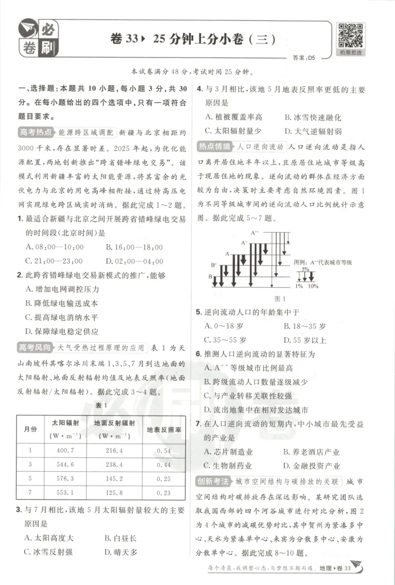 《上分小卷（答案在后面）_2027版《高考必刷卷42套》_2027版高考《必刷卷42套》高考上分模拟卷（地理）通用版》第7页预览