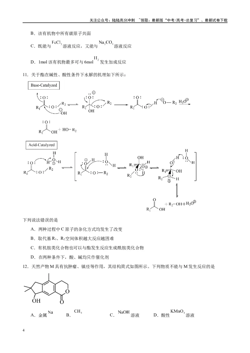 《第40讲烃的含氧衍生物（特训）-（原卷版）_05-化学-高考总复习_一轮复习_2024年_2024年高考化学大一轮复习卓越讲义_资料》第4页预览