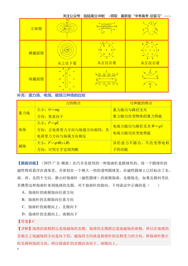 《专题12磁场（知识清单）（全国通用）（教师版）_04-物理-高考总复习_一轮复习_2026年-物理高考一轮复习_2026年高考物理一轮复习知识清单（全国通用）-G56_2026版》第4页预览