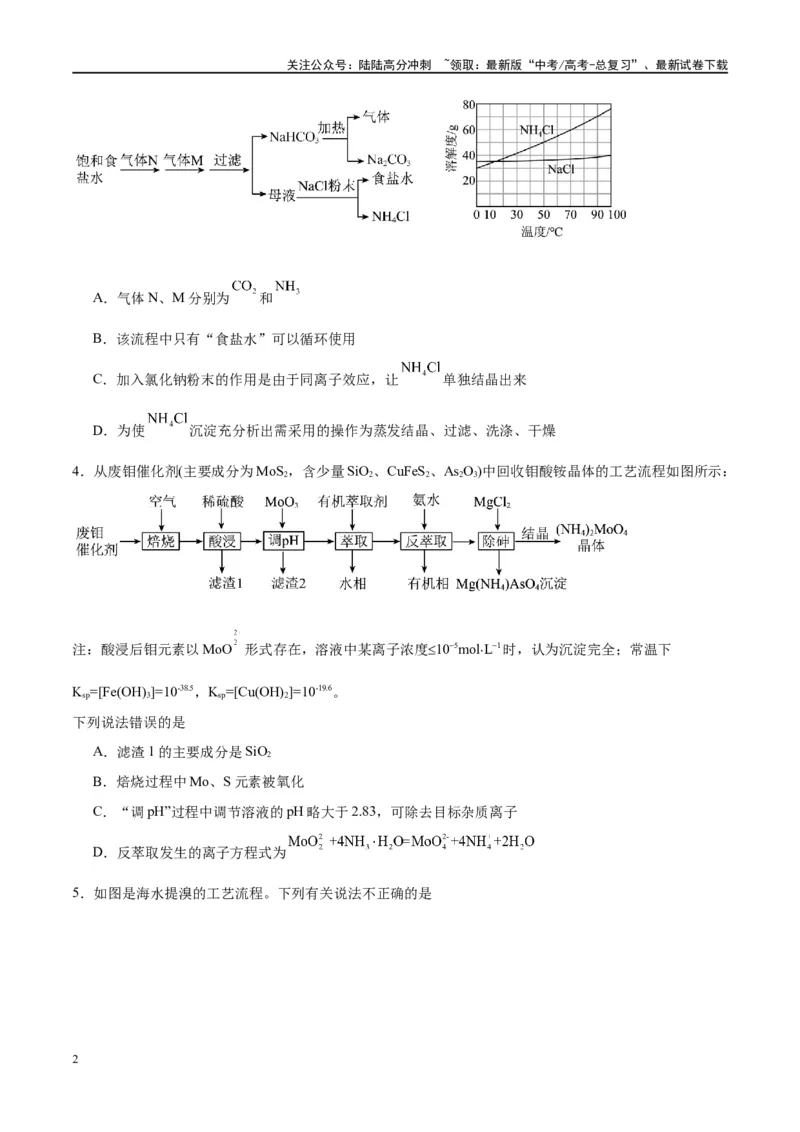 《第32讲无机化工流程题的解题策略（特训）-（原卷版）_05-化学-高考总复习_一轮复习_2024年_2024年高考化学大一轮复习卓越讲义_资料》第2页预览
