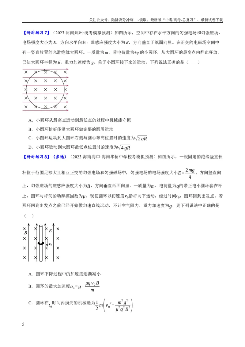 《专题09带电粒子在电磁场中的运动（分层练）（原卷版）_04-物理-高考总复习_二轮复习_2024年_2024年高考物理二轮复习高频考点追踪与预测（新高考专用）_分层练》第5页预览