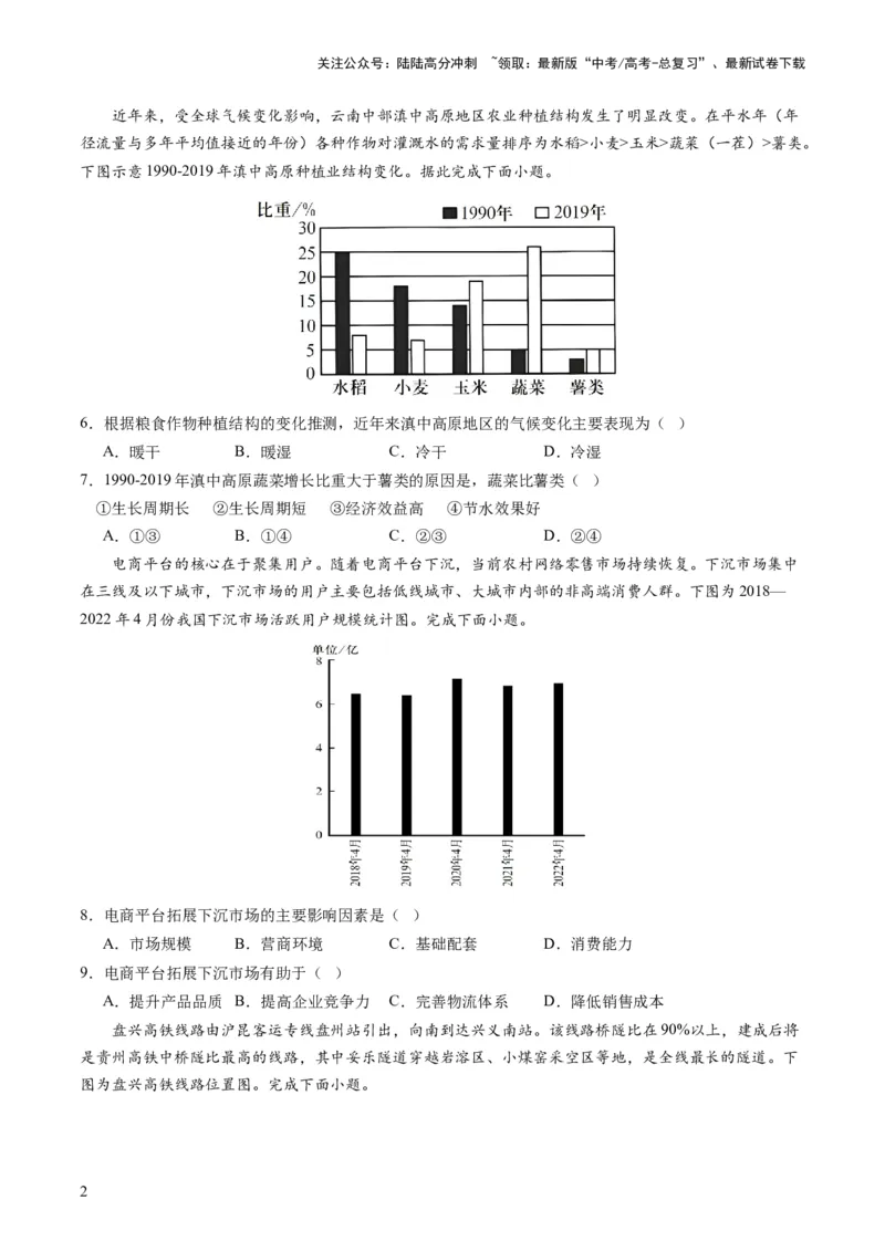 《人文地理（通关卷一）（原卷版）_07-地理-高考总复习_一轮复习_2024年_2024年高考地理一轮复习讲练测（课件+讲义+练习）（新高考）_复习通关+一轮复习通关卷》第2页预览