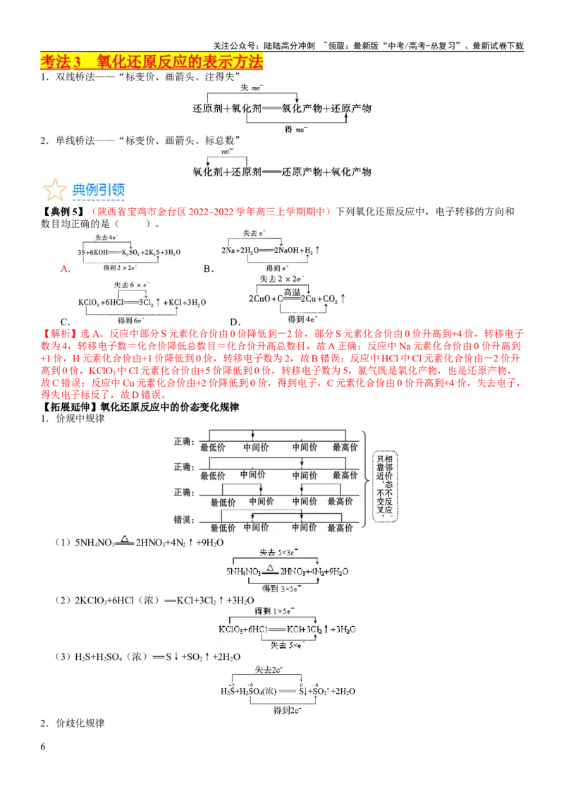 《考点04氧化还原反应的基本概念和规律（核心考点精讲精练）-备战2024年高考化学一轮复习考点帮（新高考专用）（教师版）_05-化学-高考总复习_一轮复习_2024年_第1章物质及其变化》第6页预览
