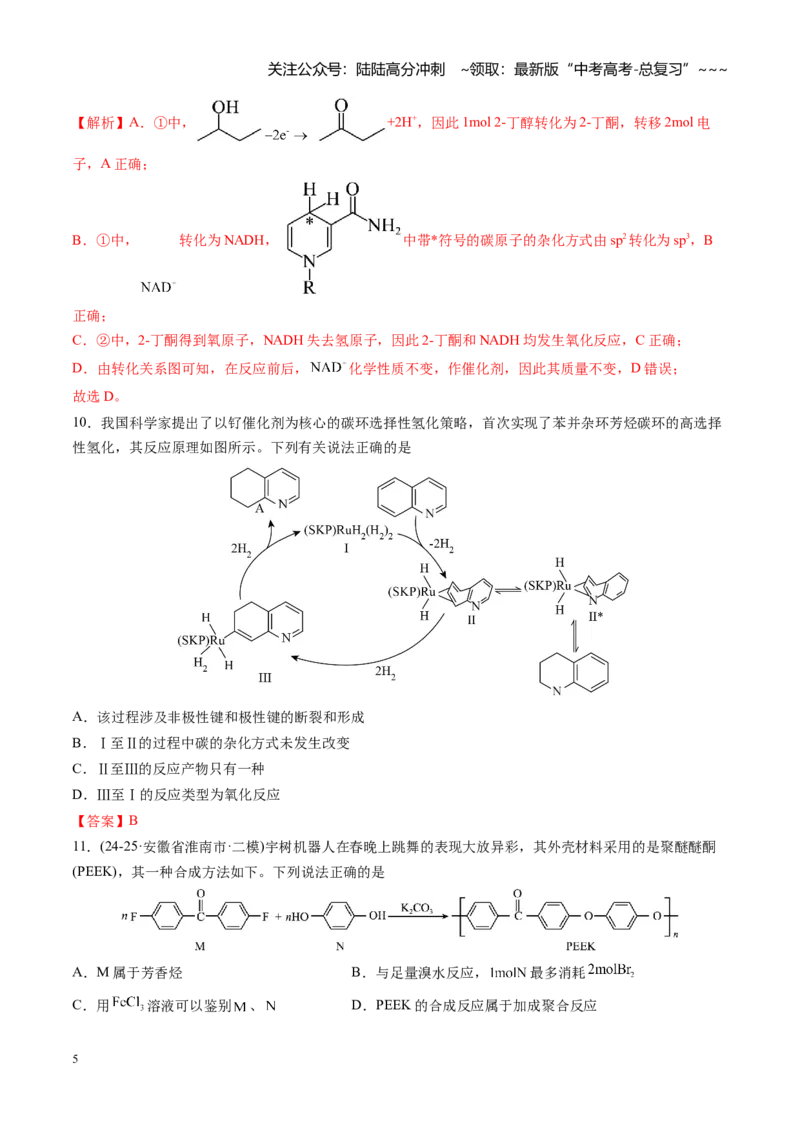 《第九章有机化学基础（综合训练）（安徽专用）（教师版）_05-化学-高考总复习_一轮复习_2026年-化学高考一轮复习_2026年高考化学一轮课件+讲义+练习（安徽专用）-G326》第5页预览