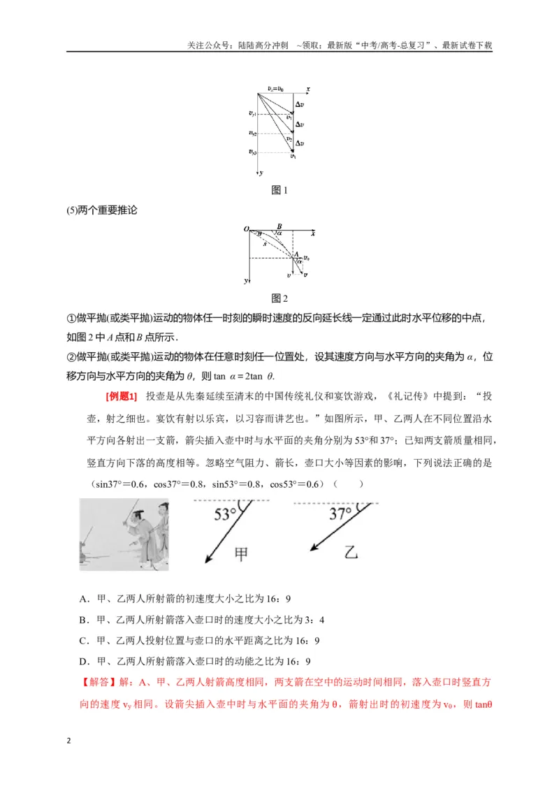 《专题06抛体运动（解析版）_04-物理-高考总复习_专项复习_2024年_2024高考物理三轮冲刺复习热点知识讲练题型归纳练_资料》第2页预览