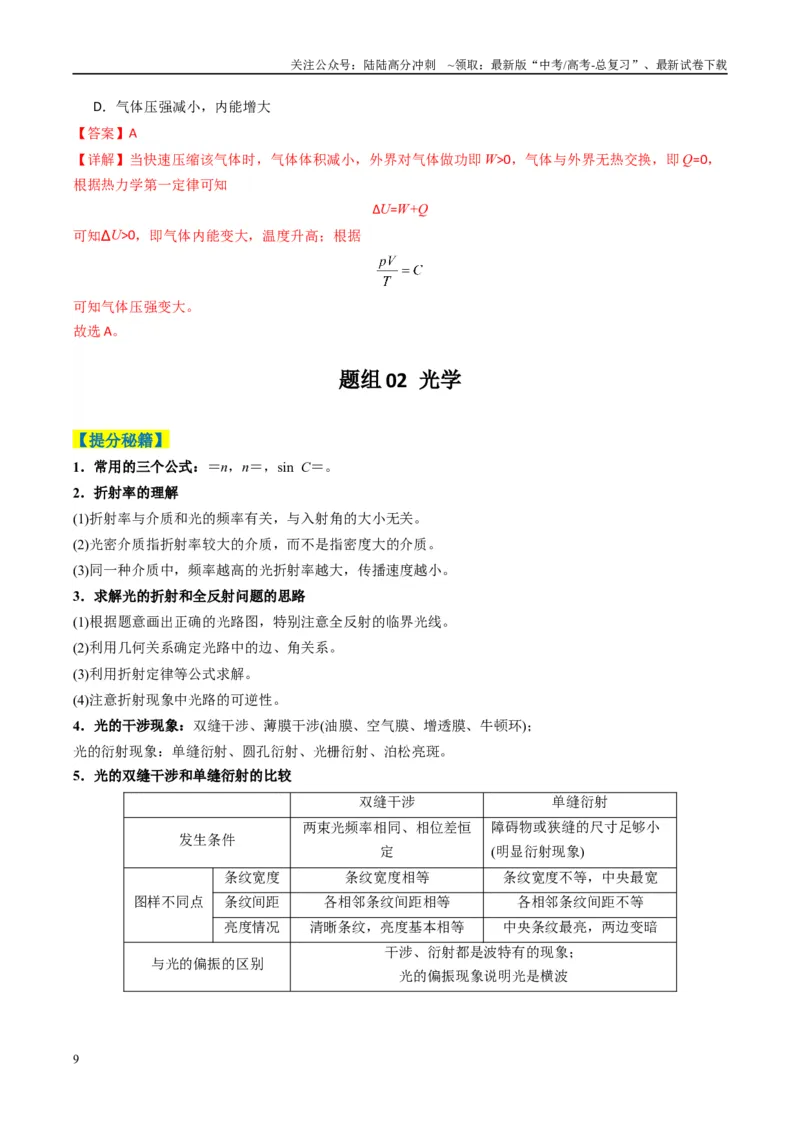 《专题07热、光、原、振动与波(解析版)_04-物理-高考总复习_二轮复习_2025年_2025年高考物理二轮热点题型归纳与变式演练（新高考通用）》第9页预览