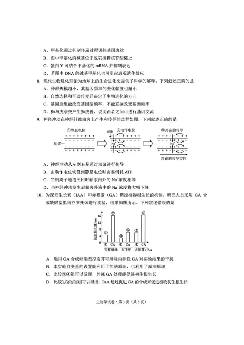 《云南师大附中2026届高考备考练习题生物_2024-2027高三（6-6月题库）_2026年05月高三试卷_260517云南师大附中2026届高考备考练习题（全科）》第3页预览