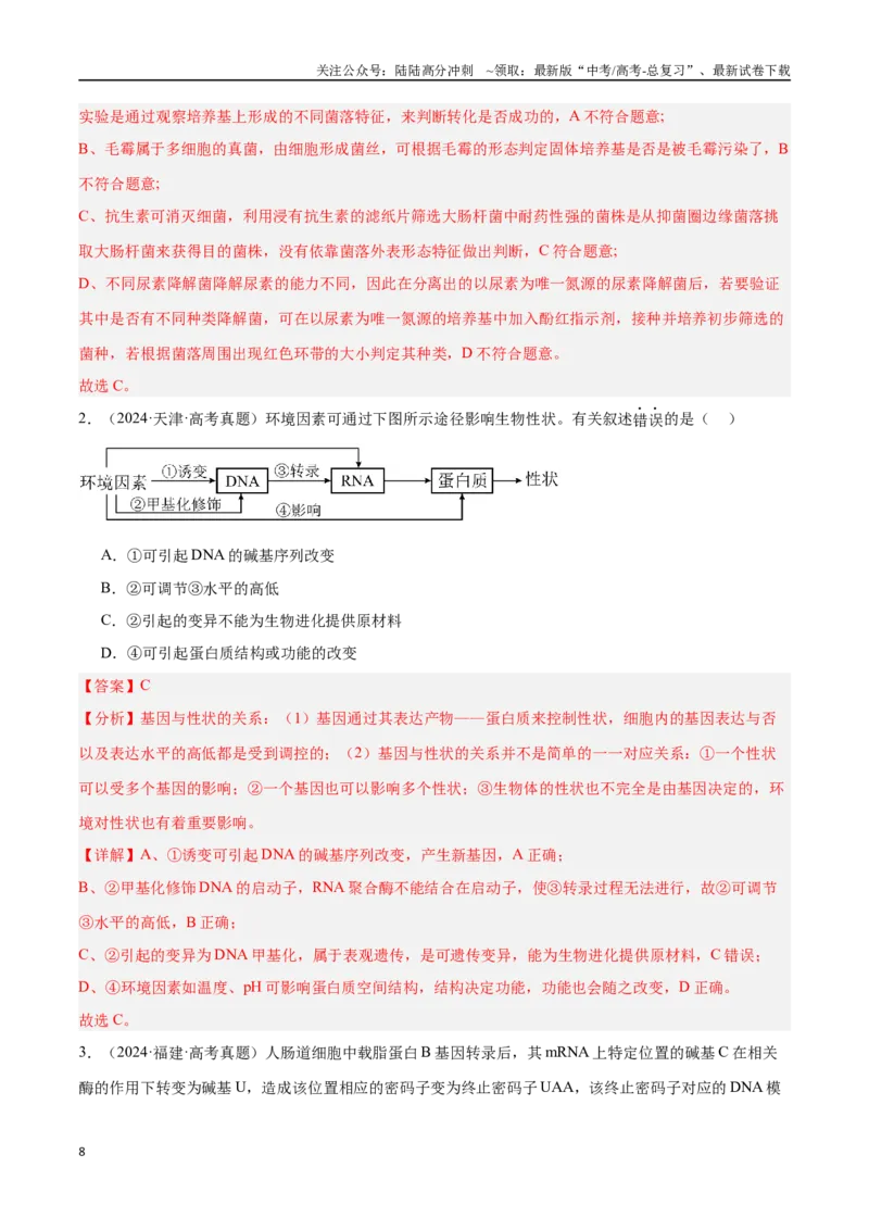 《专题11基因的本质与表达（解析版）_06-生物-高考总复习_专项复习_2025年_2025年高考生物重难点讲义专练（新高考通用）》第8页预览