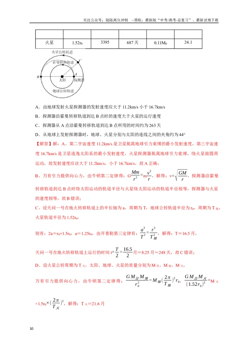 《专题08天体运动（解析版）_04-物理-高考总复习_专项复习_2024年_2024高考物理三轮冲刺复习热点知识讲练题型归纳练_资料》第10页预览
