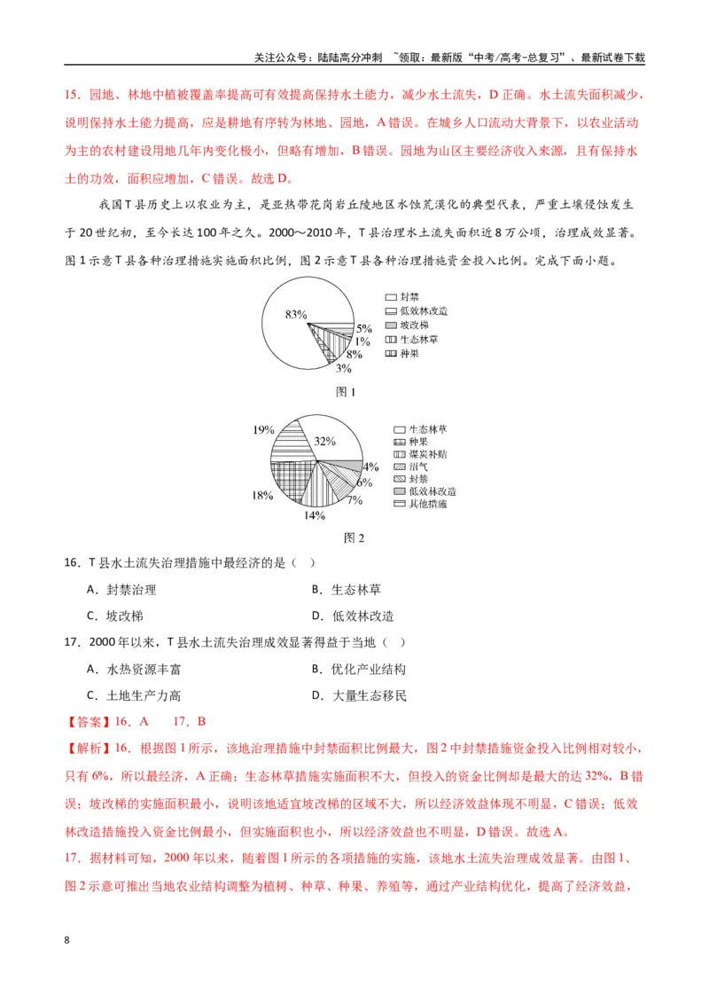 《专题20资源环境与区域发展（高频选择题50题）-（新高考通用）（教师版）_07-地理-高考总复习_一轮复习_2025年_2025年高考地理一轮题型必刷题（新高考通用）》第8页预览