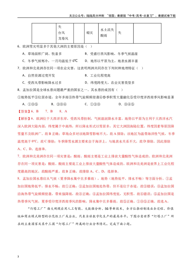 《专题28欧洲、北亚与俄罗斯（高频选择题50题）-（新高考通用）（教师版）_07-地理-高考总复习_一轮复习_2025年_2025年高考地理一轮题型必刷题（新高考通用）》第3页预览